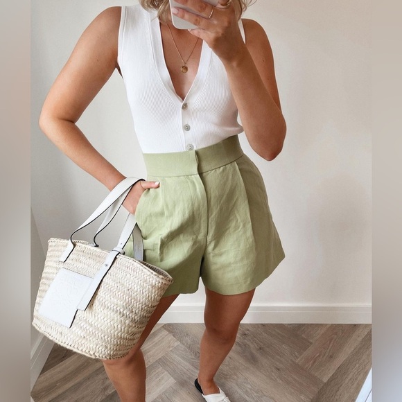 Zara Linen Cotton Blend  Shorts - Picture 1 of 8